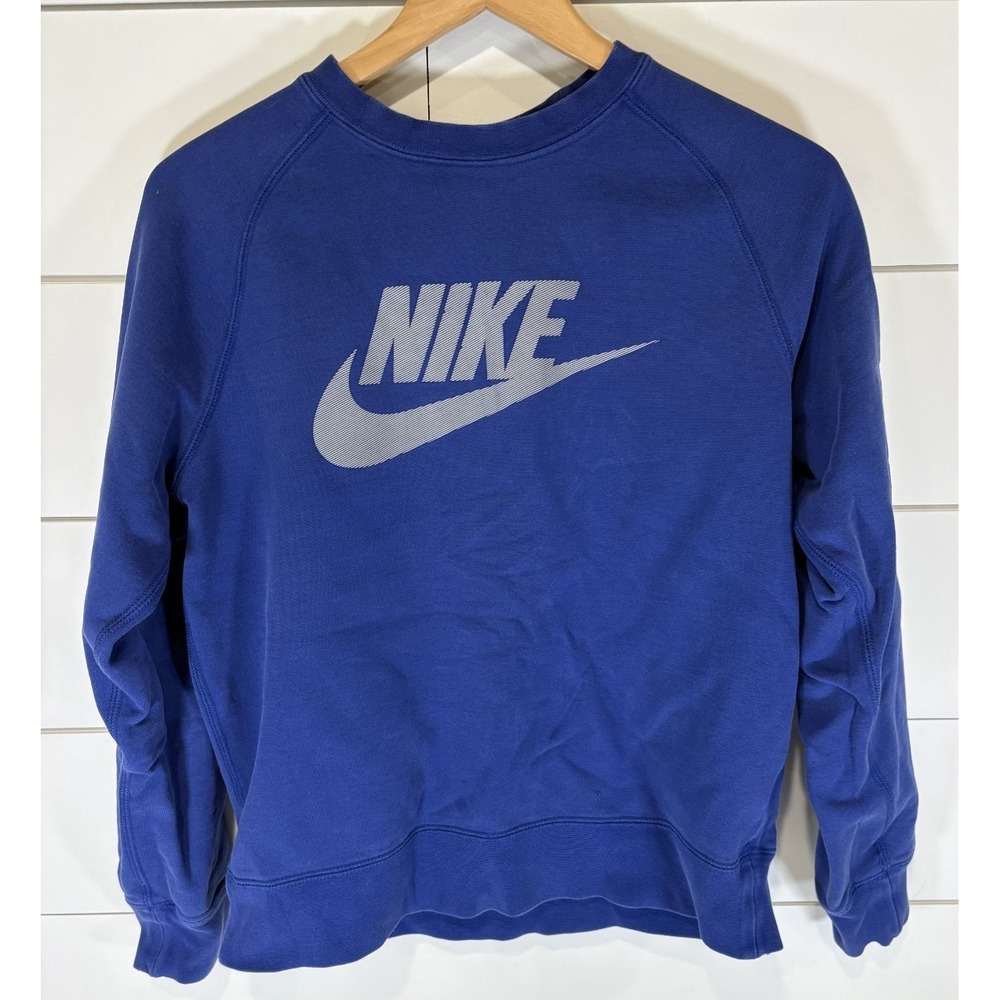 Nike Youth Medium Royal Blue w/ Grey Logo Crew Neck Sweatshirt Size M